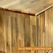 Reeded Wood Storage Bench