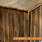 Reeded Wood Storage Bench