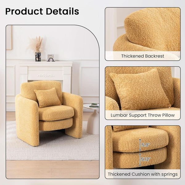 Oversized Boucle-Texture Accent Chair – chair (view 4) | Roost & Roam
