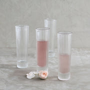 Ribbed Clear Champagne Flute Set