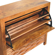 Wave-Carved Mango Wood Shoe Cabinet
