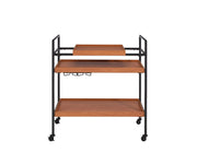 Honey Oak & Matte Black Bar Cart