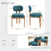 Bouclé Upholstered Wood Dining Chairs Set of 2