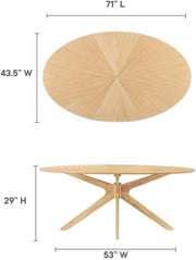 Oak-Finish Oval Dining Table