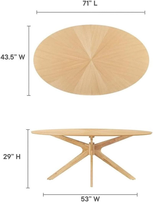 Oak-Finish Oval Dining Table