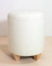 Printed Linen-Cotton Round Ottoman