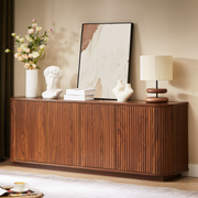Reeded Walnut-Finish Sideboard Cabinet 64in
