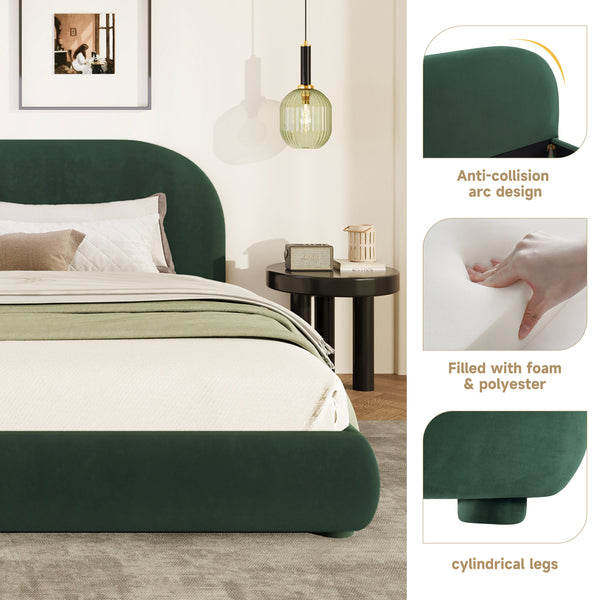 Curved Velvet Upholstered Bed Frame