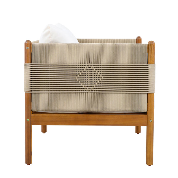 Rope-Wrapped Acacia Outdoor Club Chairs — scale reference and proportion detail