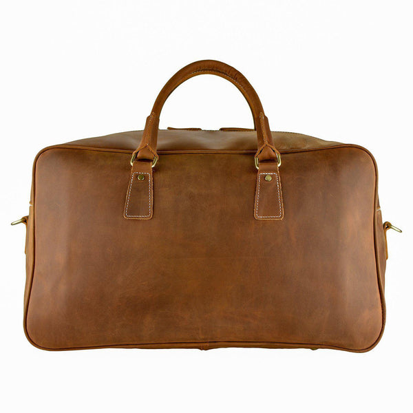 British Tan Leather Carry-On Duffle Bag