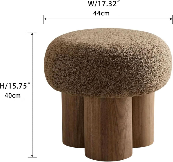 Round Bouclé Footstool Ottoman
