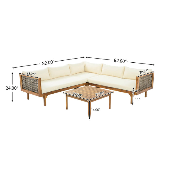 Acacia Wicker Sectional Outdoor Sofa Set