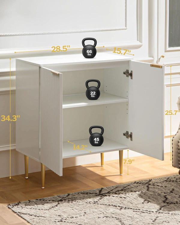 Fluted Matte White Sideboard Cabinet Set