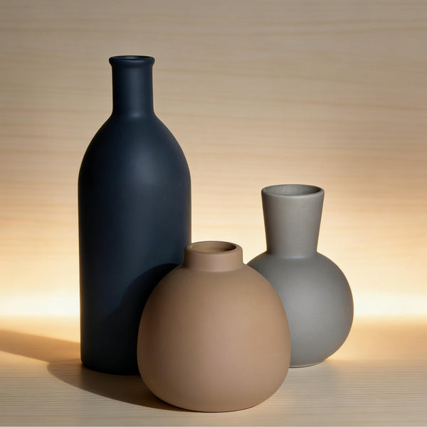 Matte Ceramic Vase Set — alternate angle showing glaze variation and silhouette