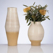 Ribbed Ceramic Short Vase
