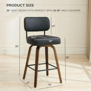 Swivel Vegan Leather Counter Stool Set
