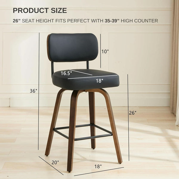 Swivel Vegan Leather Counter Stool Set