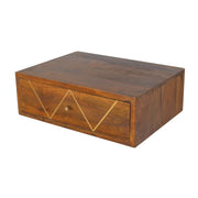 Mango Wood Brass Inlay Floating Nightstand