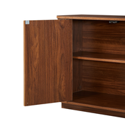 Reeded Walnut-Finish Sideboard Cabinet 64in