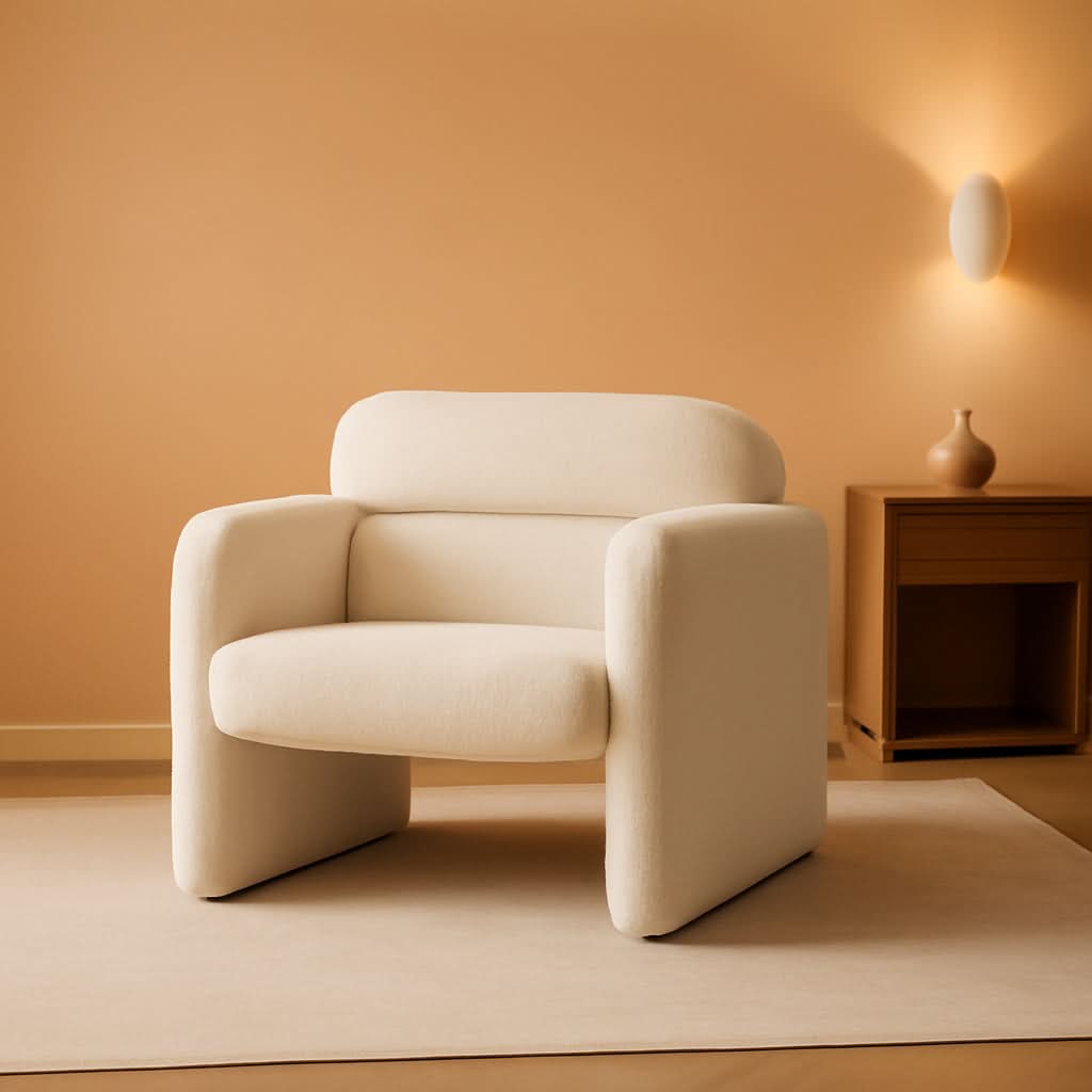 Lambswool Fabric Accent Chair With Arms