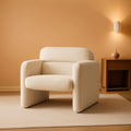 Lambswool Fabric Accent Chair With Arms