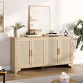 Natural Rattan Four-Door Sideboard Cabinet