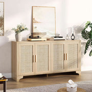 Natural Rattan Four-Door Sideboard Cabinet
