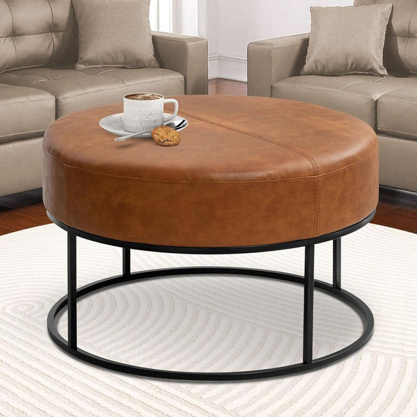 Tan ottoman, round