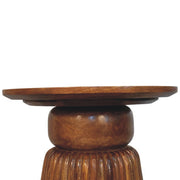 Fluted Mango Wood Round Side Table