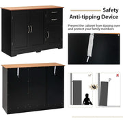 Oak-Top Black Buffet Credenza (view 7) | Roost & Roam
