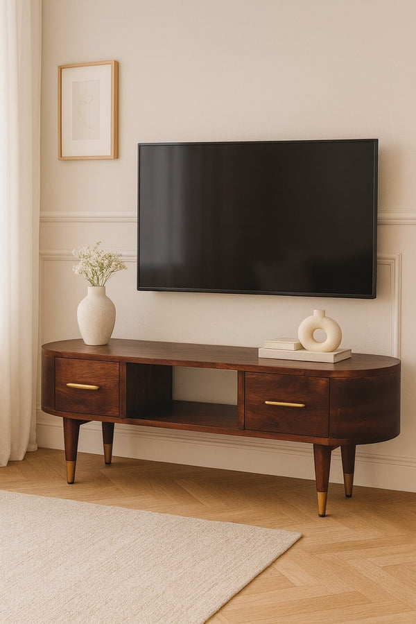 Curved Mango Wood Media Console