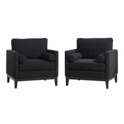 Wide Modern Farmhouse Performance Accent Chair With Legs, Wood Base