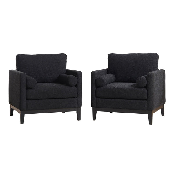 Modern Performance Fabric Wood-Base Accent Chair