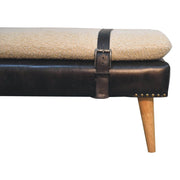 Bouclé Leather Upholstered Bench