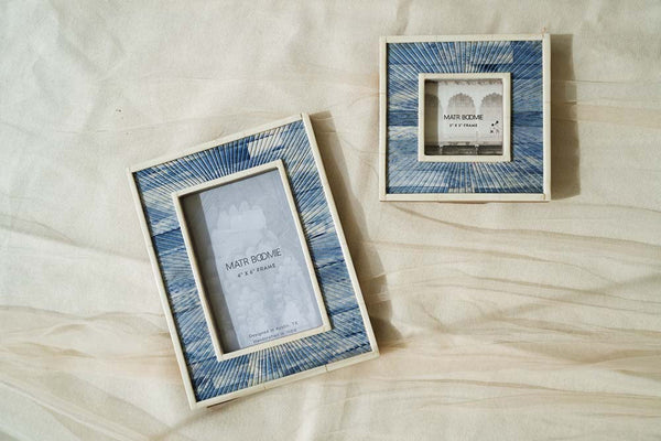 Indigo-Dyed Carved Bone Picture Frame