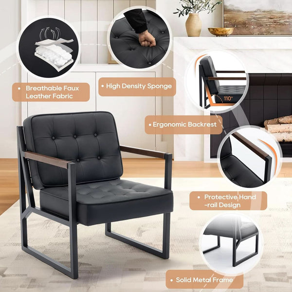 Tufted Faux Leather Accent Chair