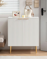 Fluted Matte White Sideboard Cabinet Set