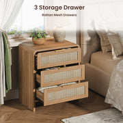 Rattan-Front Curved Nightstand Set — packaging and unboxing view