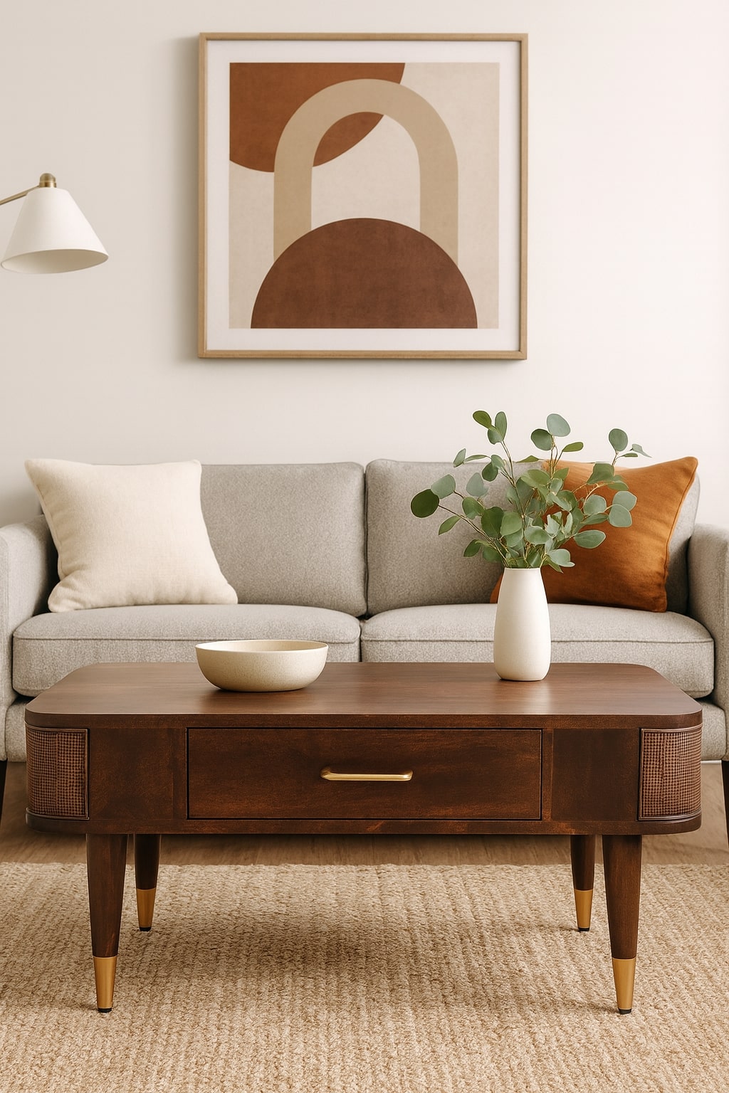 Mango Wood Rattan Coffee Table