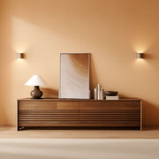 Walnut-Finish Fluted Media Console