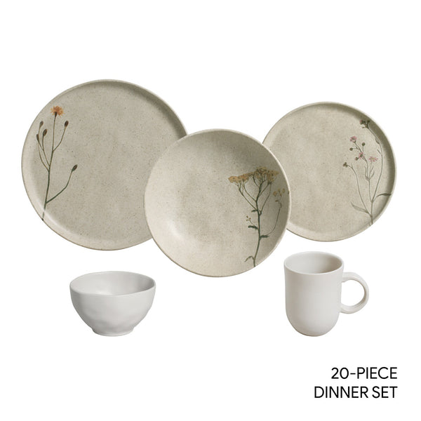 Botanical Speckled Ceramic Dinnerware Set