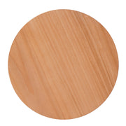 Cane Panel Round Wood Side Table — close-up of label and production detail