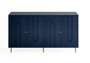 Blue Matte Lacquered 4-Door Sideboard Buffet