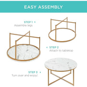 Faux Marble Cross-Leg Round Coffee Table (view 6) | Roost & Roam