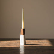 Tapered Marble Acacia Candleholder
