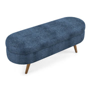 Oval Upholstered Storage Bench Wood Legs