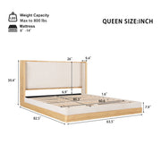 Wood-Grain Platform Bed Frame