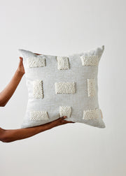 Punch-Needle Cotton Block Throw Pillow