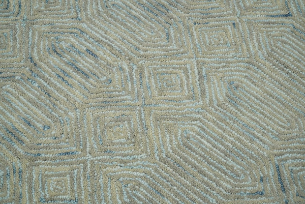 Diamond Wool Area Rug Beige Blue