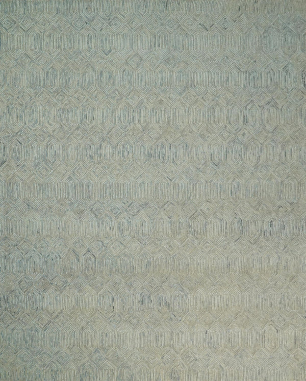 Diamond Wool Area Rug Beige Blue